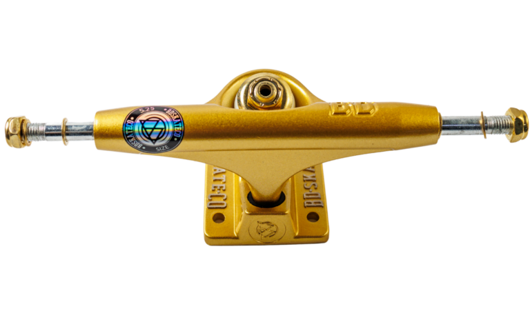 BDSkateCo Glossy Gold 5.25 Light Skateboard Trucks – Lightweight & Stylish